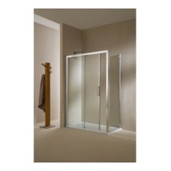 SANDERRA Porta 1 anta scorrevole + 1 anta fissa finitura cromo 120 cm trasparente (misura 116/120 h.195)