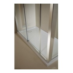 SANDERRA Porta 1 anta scorrevole + 1 anta fissa finitura cromo 120 cm trasparente (misura 116/120 h.195)
