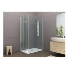 PANORAMA Box doccia Angolare fix+soffietto cm 140x80 finitura cromo  (misura 78/80-138/140 h.200)