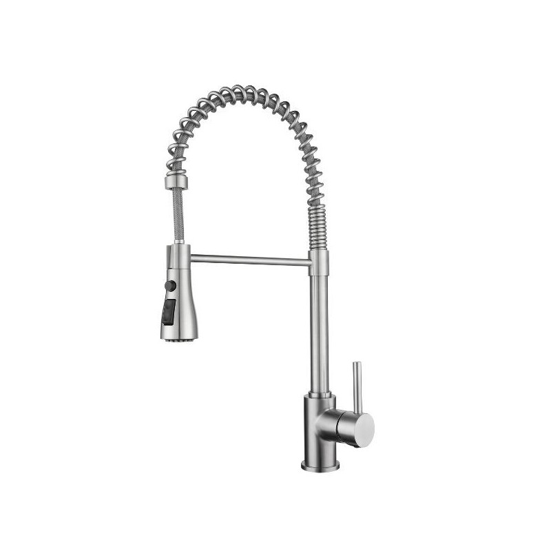 miscelatore lavello con doccia estraibile in acciaio inox finitura satinato