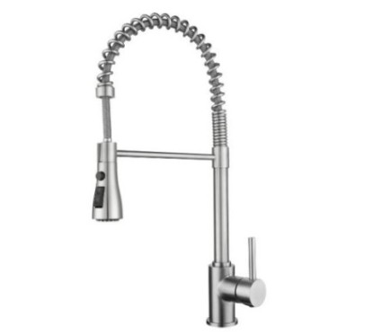 miscelatore lavello con doccia estraibile in acciaio inox finitura satinato
