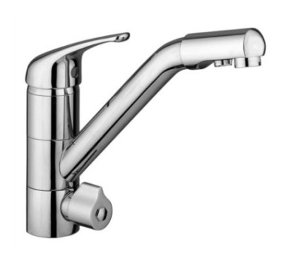 IDEALAQUA Miscelatore per lavello cucina a 3 vie separate finitura nickel spazzolato