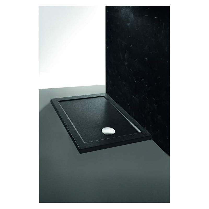LOW ARDESIA piatto doccia acrilico rettangolare 120x80 con piletta finitura antracite altezza 4cm