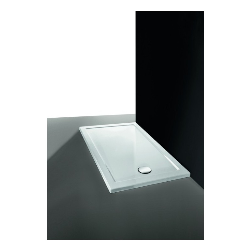 LOW piatto doccia acrilico rettangolare 100x70 con piletta finitura bianco altezza 4cm