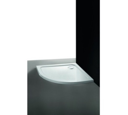 LOW piatto doccia acrilico angolare semicircolare 80x80 con piletta finitura bianco altezza 4cm