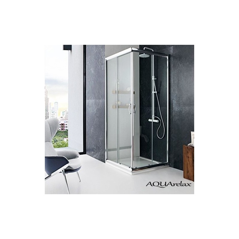 AQUArelax box doccia angolare profili argento lucido e cristallo 6mm trasparente (misura 88/90-118/120 h.195)