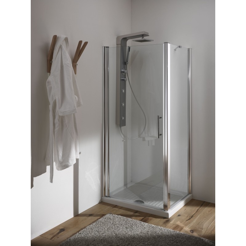 BLADY DOOR Porta a battente finitura cromo 90 cm trasparente (misura 85/90 h.185)