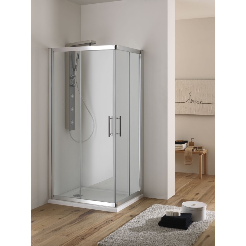 DIRK Box doccia Angolare scorrevole finitura argento satinato 80 cm acidato (misura 77/80-77/80 h.185)