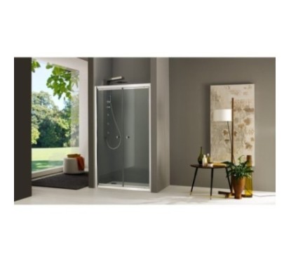 FLY porta a 2 ante battenti finitura argento satinato 110 cm trasparente (misura 105/110 h.195)