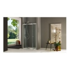 FLY porta a 2 ante battenti finitura argento satinato 140 cm trasparente (misura 135/140 h.195)