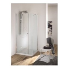 FUJI Box doccia Angolare porta cerniera finitura cromo 70 cm trasparente (misura 68/70-68/70 h.185)