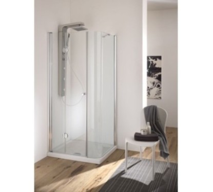 FUJI Box doccia Angolare porta cerniera finitura cromo 90 cm trasparente (misura 88/90-88/90 h.185)