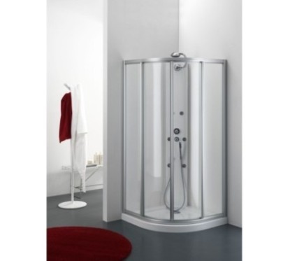 GULLIVER Box doccia Circolare scorrevole finitura argento satinato 80 cm trasparente (misura 78/80-78/80 h.185 raggio 55)