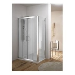 KAMA DOOR Porta 2 ante scorrevoli + 2 ante fisse finitura bianco 115 cm trasparente (misura 110/115 h.195)