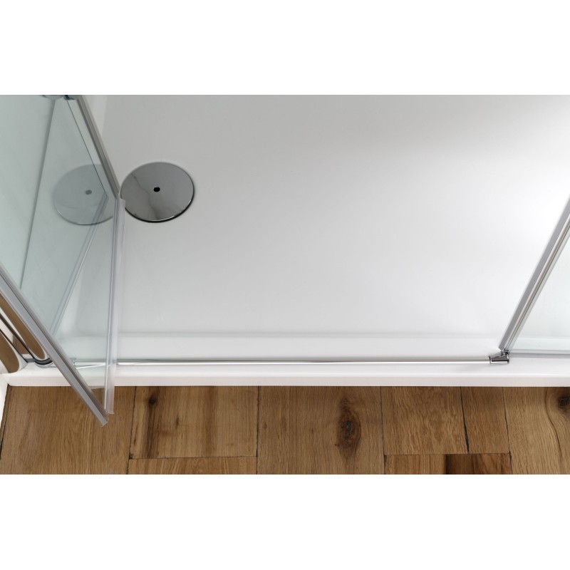 MIRA DOOR Porta battente pieghevole finitura cromo 120 cm trasparente (misura 115/120 h.185)