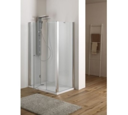 MIRA DOOR Porta battente pieghevole finitura cromo 130 cm trasparente (misura 125/130 h.185)