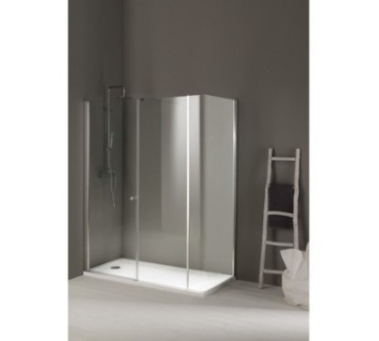 MOD1 Box doccia laterale fisso e porta battente cm 90x160 cristallo 6mm traparente cromo (88/90-158/160 h.200)