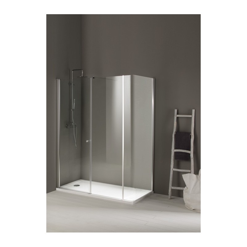 MOD1 Box doccia laterale fisso e porta battente cm 90x170 cristallo 6mm traparente argento satinato (88/90-168/170 h.200)