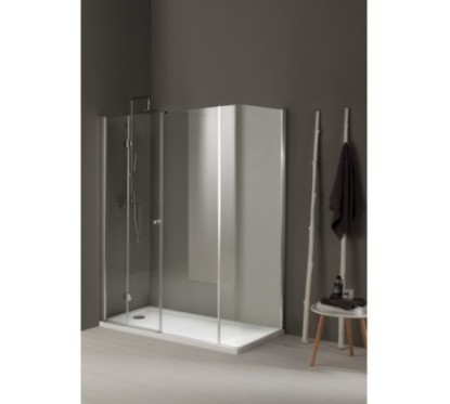 MOD2 Box doccia laterale fisso e porta soffietto cm 80x170 cristallo 6mm traparente cromo (78/80-168/170 h.200)