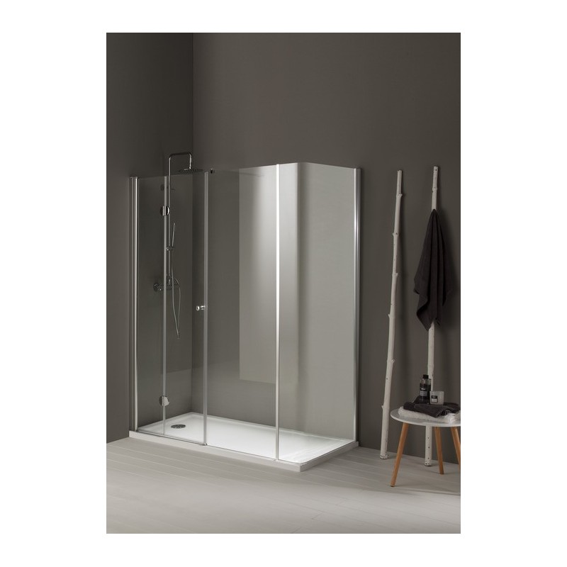 MOD2 Box doccia laterale fisso e porta soffietto cm 90x170 cristallo 6mm traparente cromo (88/90-168/170 h.200)
