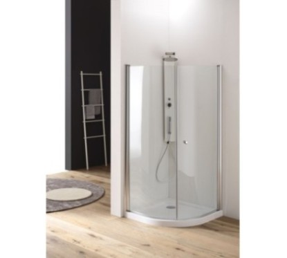 OASIS Box doccia circolare a battente finitura argento satinato 80 cm trasparente (misura 78/80-78/80 h.185 raggio 55)