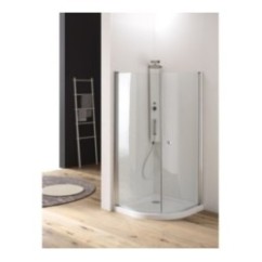 OASIS Box doccia circolare a battente finitura cromo 90 cm trasparente (misura 88/90-88/90 h.185 raggio 55)