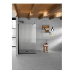 PANORAMA Parete doccia fissa per Box Doccia cm 120 vetro molato finitura nero opaco (misura 118/120 h.200)