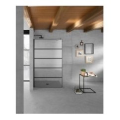 PANORAMA Parete doccia fissa per Box Doccia cm 70 cristallo 6 mm serigrafato orizzontale finitura nero opaco (68/70 h.200)