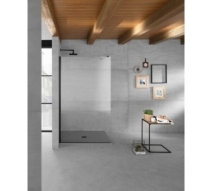 PANORAMA Parete doccia fissa per Box Doccia cm 50 finitura nero opaco (misura 48/50 h.200)