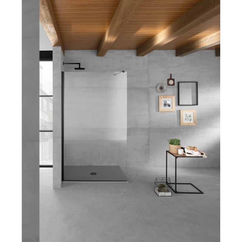 PANORAMA Parete doccia fissa per Box Doccia cm 70 finitura nero opaco (misura 68/70 h.200)