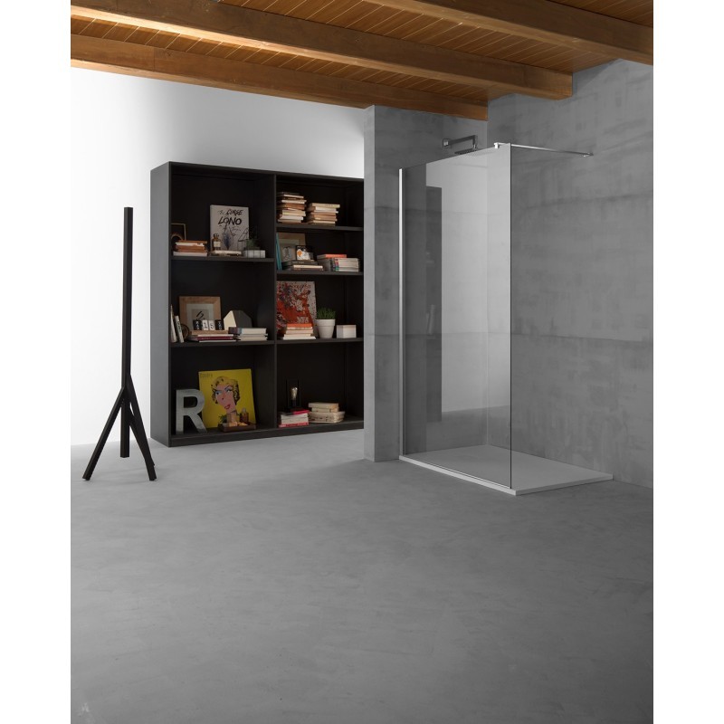 PANORAMA Parete doccia fissa per Box Doccia cm 100 finitura acciaio inox (misura 98/100 h.200)