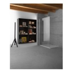 PANORAMA Parete doccia fissa per Box Doccia cm 140 finitura acciaio inox (misura 138/140 h.200)