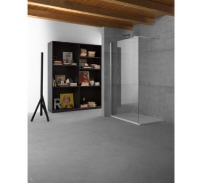 PANORAMA Parete doccia fissa per Box Doccia cm 140 finitura acciaio inox (misura 138/140 h.200)