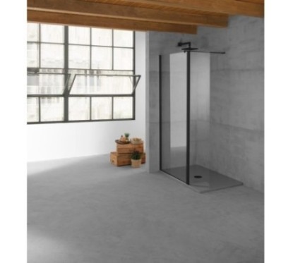 PANORAMA Parete doccia fissa con volet per Box Doccia cm 88/90+30 finitura nero opaco (misura 88/90+30 h.200)