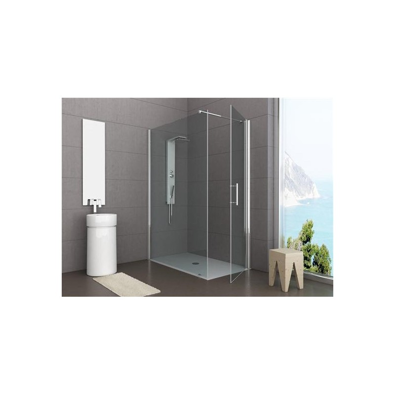 PANORAMA Box doccia Angolare fix+battente cm 140x90 finitura cromo lucido (misura 88/90-138/140 h.200)