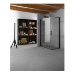PANORAMA Box doccia Angolare fix+battente cm 140x80 finitura nero opaco (misura 78/80-138/140 h.200)