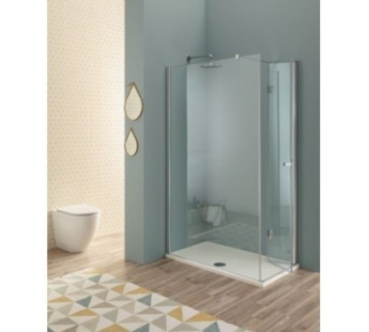 PANORAMA Box doccia Angolare fix+soffietto cm 120x70 finitura argento satinato (misura 68/70-118/120 h.200)