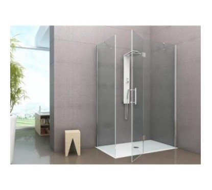 PANORAMA Box doccia Angolare fix+porta battente cm 70x120 finitura argento satinato (misura 68/70-118/120 h.200)