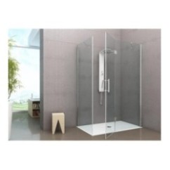 PANORAMA Box doccia Angolare fix+porta battente cm 70x140 finitura argento satinato (misura 68/70-138/140 h.200)