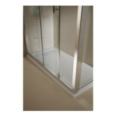 PLANAS Porta 1 anta scorrevole + 1 anta fissa finitura argento satinato 169 cm trasparente (misura 165/169 h.195)