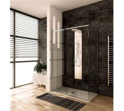 QUBO Box doccia Angolare fix+porta scorrevole cm 70x150 finitura cromo lucido (misura 67/69-147/149 h.195)