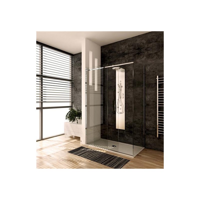 QUBO Box doccia Angolare fix+porta scorrevole cm 80x160 finitura cromo lucido (misura 77/80-157/160 h.195)