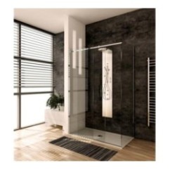 QUBO Box doccia Angolare fix+porta scorrevole cm 90x130 finitura cromo lucido (misura 87/90-127/130 h.195)