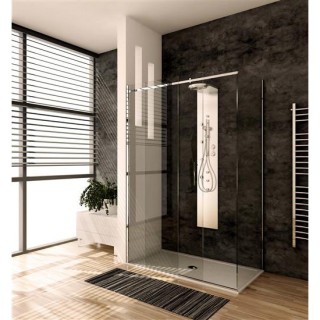 FERBOX - QUBO Box doccia Angolare fix+porta scorrevole cm 90x140 finitura cromo lucido (misura 87/90-137/140 h.195)