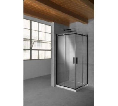 QUBO Box doccia Angolare cm 71/100 finitura nero opaco (misura 68/71-97/100 h.195)