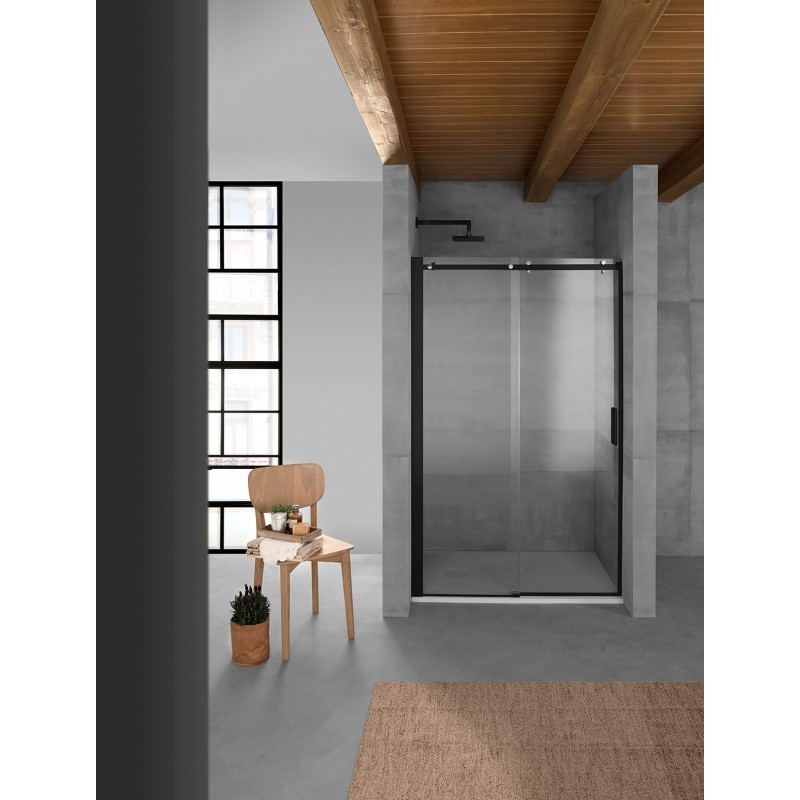 QUBO Porta doccia 130 cm finitura nero opaco (misura 127/130 h.195)