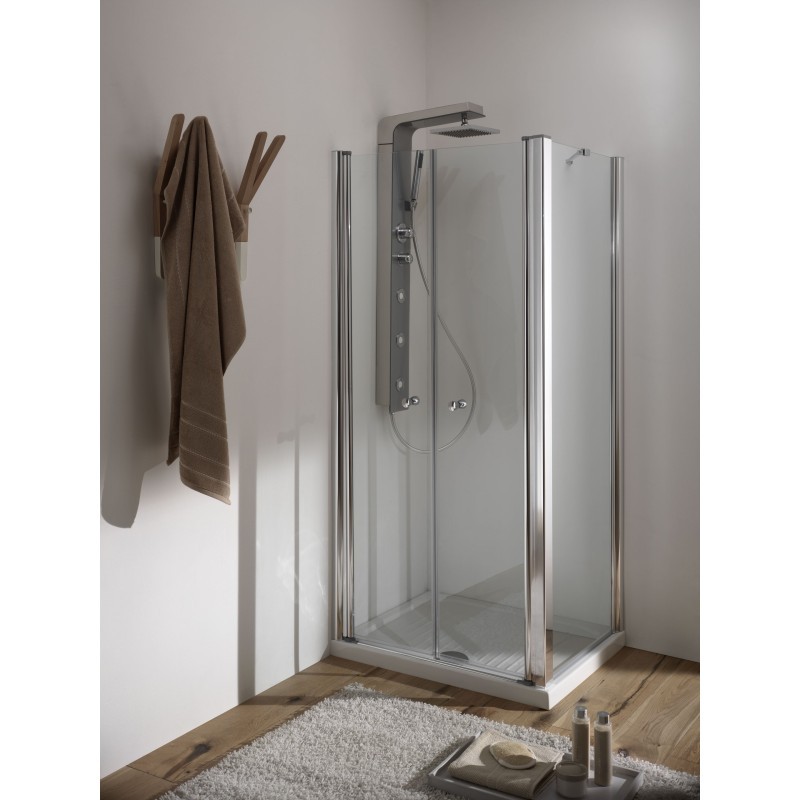SALOON DOOR Porta 2 ante battente finitura argento satinato 80 cm trasparente (misura 75/80 h.185)