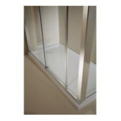 SANDERRA Porta 1 anta scorrevole + 1 anta fissa finitura argento satinato 134 cm trasparente (misura 130/134 h.195)