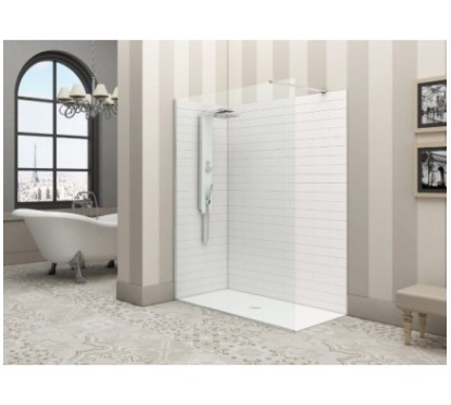 SYSTEM GLASS SG1 Parete doccia fissa per Box Doccia cm 98 finitura argento satinato, trasparente 6 mm (misura 98 h.200)