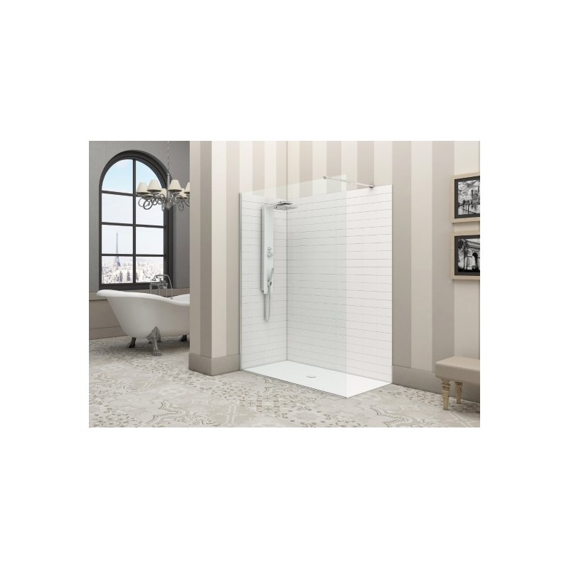 SYSTEM GLASS SG1 Parete doccia fissa per Box Doccia cm 138 finitura argento satinato, trasparente 6 mm (misura 138 h.200)